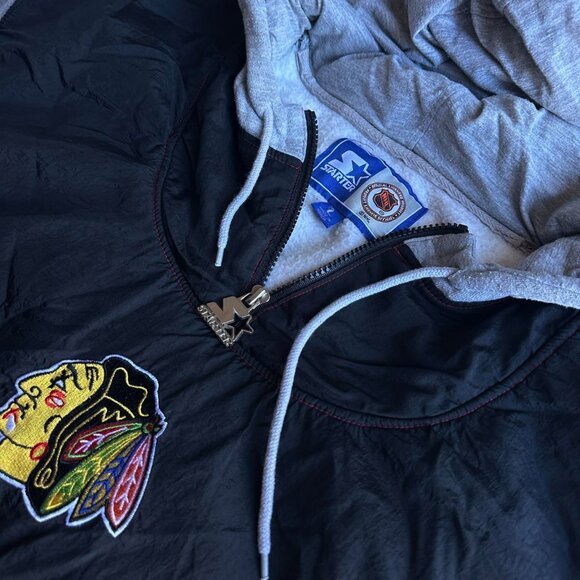 Vintage Starter Chicago Blackhawks Jacket Sports Sweater NHL Hockey Windbreaker - Picture 4 of 7
